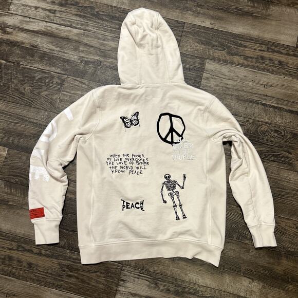 CHNGE Other - CHNGE Hoodie Mens M Sweatshirt Peace Love Skeleton Embroidered Organic Cotton